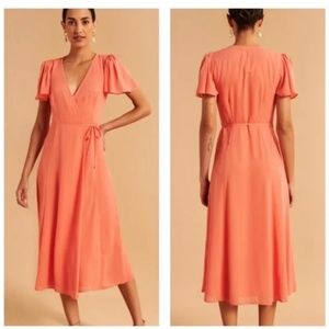 Angel Sleeve Wrap Midi Dress, NWT, XXS P, Pink